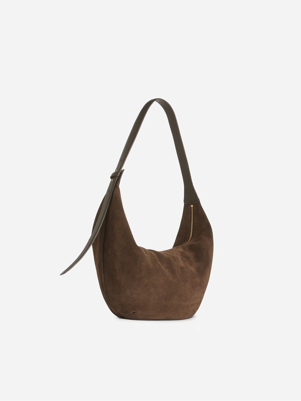 NWT Arket Brown Curved Split Suede Bag With Dustbag